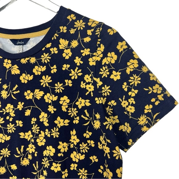JOULES Navy with Yellow/Gold Floral Short Sleeve Crewneck T-Shirt Dress Size 6 - Picture 2 of 7